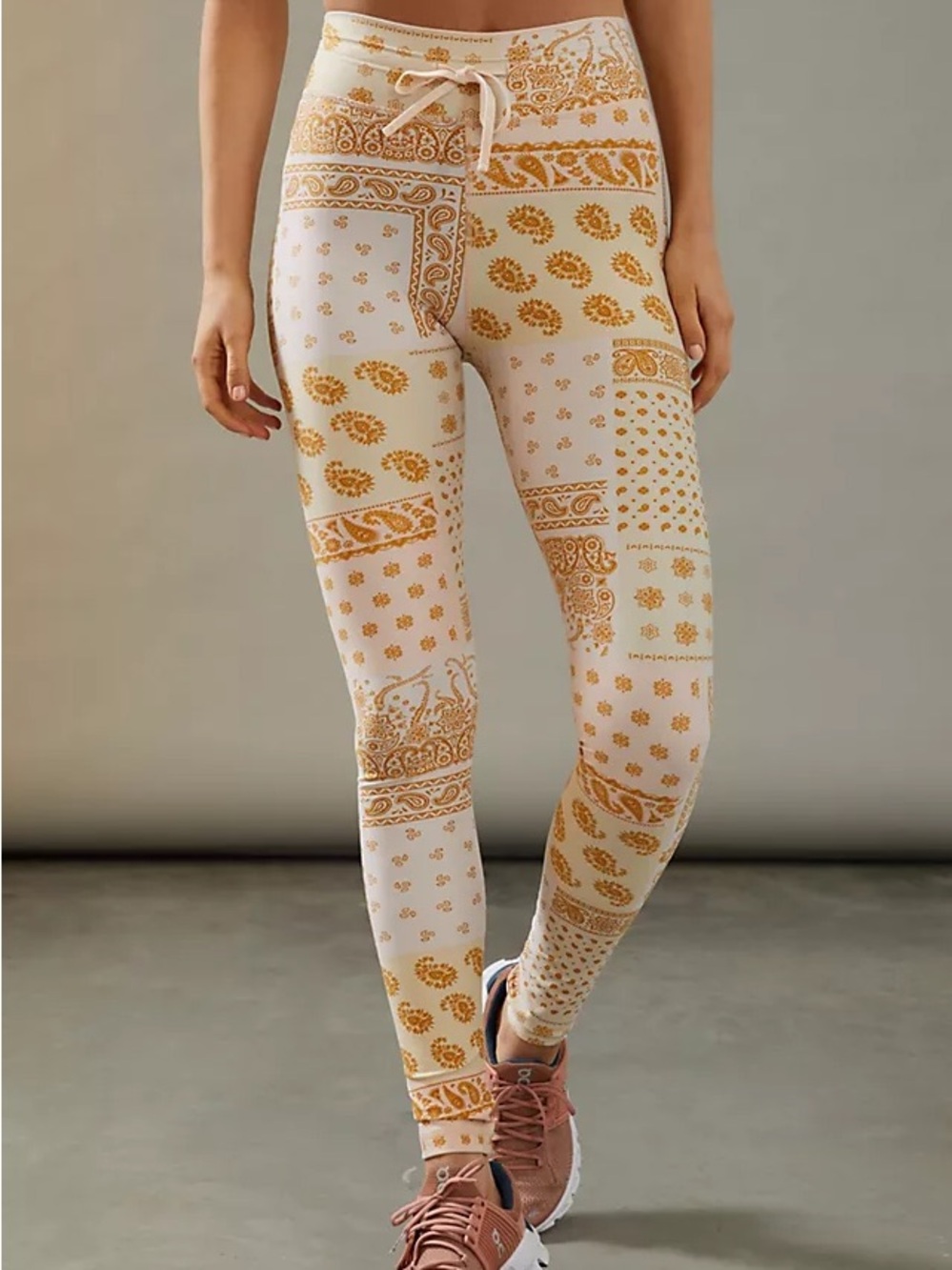 The Upside Cream and Tan Bandana-Print Leggings